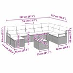 vidaXL Ensemble de canapé de jardin 9 Pièces Gris Poly rotin