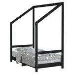 vidaXL Cadre de lit pour enfant noir 70x140 cm bois de pin massif