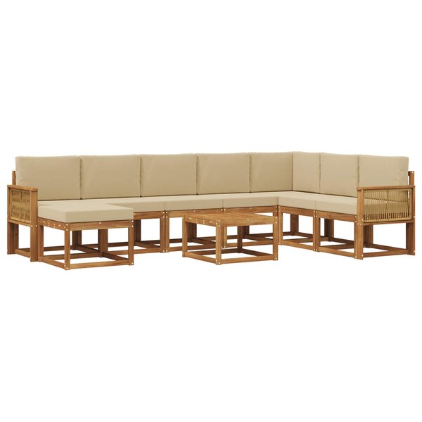 vidaXL Ensemble de canapés d'extérieur 9 Pièces Naturel et Beige