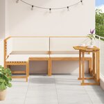 Ensemble de Jardin Bistro 3 Pièces avec Coussins en Bois d'Acacia