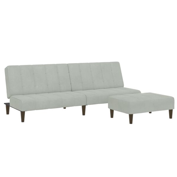 vidaXL Canapé-lit à 2 places avec repose-pied gris clair velours