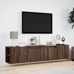 vidaXL Meuble TV mural avec LED chêne marron 180x31x39 5 cm