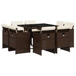 vidaXL Ensemble à manger de jardin et coussins 9 Pièces marron poly rotin