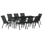 Ensemble de salle à manger de jardin 9 pièces vidaXL noir textilène et acier