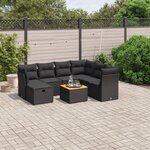 vidaXL Salon de jardin 8 Pièces avec coussins noir résine tressée