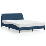 vidaXL Lit avec matelas bleu 140x190 cm tissu