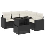 vidaXL Salon de jardin 6 Pièces avec coussins noir résine tressée
