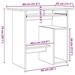 vidaXL Bureau chêne noir 80x45x74 cm bois d'ingénierie