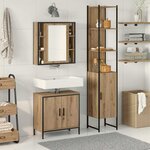 vidaXL Meubles de salle de bain avec étagère Marron 33 x 33 x 185.5 cm