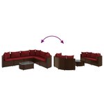 vidaXL Salon de jardin avec coussins 7 Pièces marron résine tressée