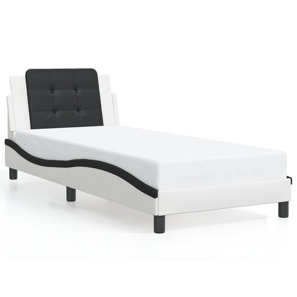 vidaXL Cadre de lit sans matelas blanc et noir 90x190 cm similicuir