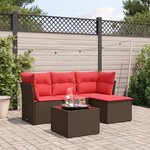 vidaXL Salon de jardin avec coussins 5 Pièces marron résine tressée