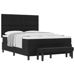 vidaXL Lit à ressorts avec matelas Noir 140 x 190 cm tissu