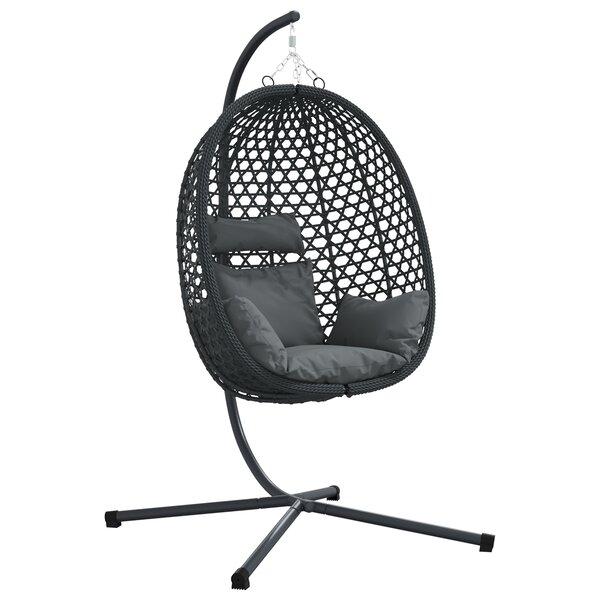 vidaXL Panier de Chaise Œuf Suspendue avec Support Anthracite Poly Rattan