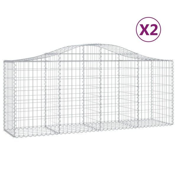 vidaXL Paniers à gabions arqués 2 Pièces 200x50x80/100 cm Fer galvanisé