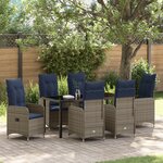 vidaXL Ensemble de salle à manger de jardin de 7 pièces avec coussins noirs en rattan poly