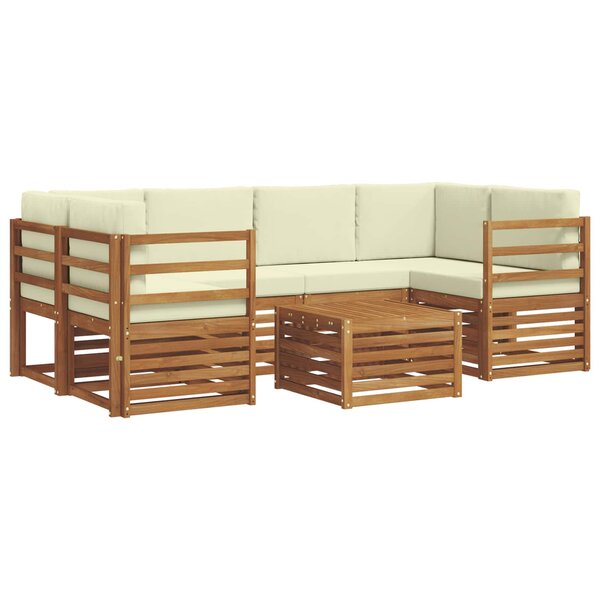 vidaXL Ensemble de canapés d'extérieur 7 pc Naturel et Crème