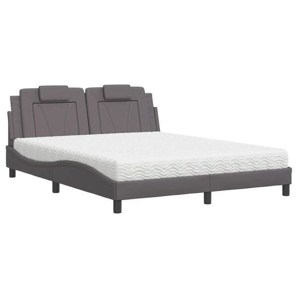 vidaXL Lit avec matelas gris 160x200 cm similicuir