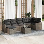 vidaXL Salon de jardin 8 Pièces avec coussins gris résine tressée