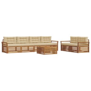 vidaXL Ensemble de canapés d'extérieur 7 pc Naturel et Beige