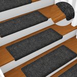 vidaXL Tapis d'escalier 15 Pièces Tissu aiguilleté 65x21x4 cm Gris