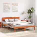 vidaXL Cadre de lit avec tête de lit Brun cire 140 x 200 cm Pin massif