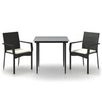 vidaXL Ensemble à manger de jardin avec coussins 3 Pièces Noir