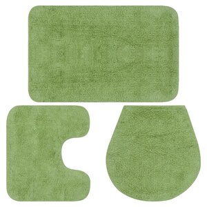 vidaXL Jeu de tapis de salle de bain 3 Pièces Tissu Vert
