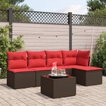 vidaXL Salon de jardin 6 Pièces avec coussins marron résine tressée