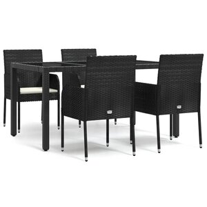 vidaXL Ensemble à manger de jardin coussins 5Pièces Noir Résine tressée