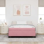 vidaXL Cadre de lit avec matelas Rose 140 x 190 cm tissu