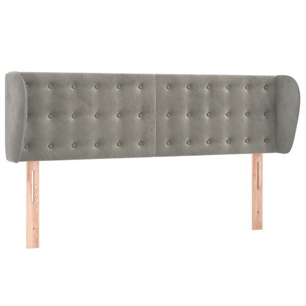 vidaXL Tête de lit avec oreilles Gris clair 147x23x78/88 cm Velours