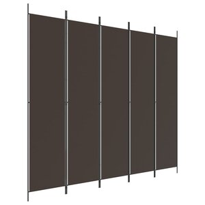 vidaXL Cloison de séparation 5 panneaux Marron 250x220 cm Tissu
