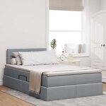 vidaXL Lit de rangement LED avec matelas Gris clair 120 x 190 cm Tissu