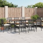 vidaXL Ensemble à manger de jardin 9Pièces coussins noir résine tressée