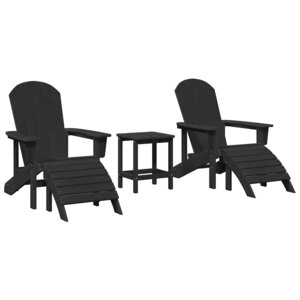 vidaXL Mobilier de jardin lounge 3 Pièces Noir 38 x 38 x 46 cm Plastique