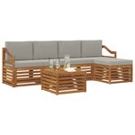 vidaXL Ensemble de canapés d'extérieur 6 pc Gris Naturel et Clair