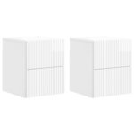 vidaXL Cabinet de chevet mural 2 pièces Blanc brillant