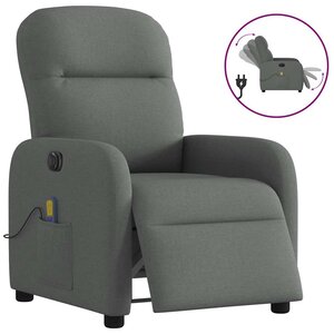vidaXL Fauteuil inclinable de massage électrique gris foncé tissu