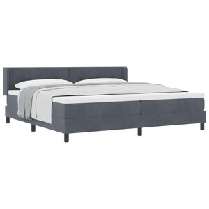 vidaXL Lit à ressorts avec tête de lit Gris foncé 200 x 200 cm Velours