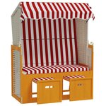 vidaXL Strandkorb avec auvent résine tressée bois solide rouge blanc