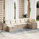 vidaXL Salon de jardin avec coussins 7 Pièces beige résine tressée