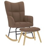 vidaXL Chaise à bascule avec repose-pied Marron Tissu