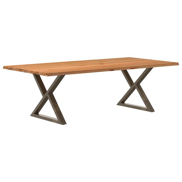 vidaXL Table à manger avec bord naturel 240x120x74cm bois massif chêne