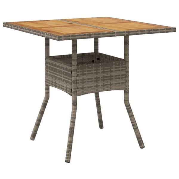 vidaXL Table de jardin et dessus en bois d'acacia gris résine tressée
