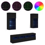 vidaXL Unités murales TV avec LED 5 Pièces Chêne noir 40 5 x 30 x 90 cm