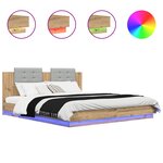 vidaXL Cadre de lit avec tête de lit Chêne artisanal 200 x 200 cm