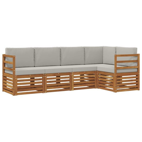 vidaXL Ensemble de canapés d'extérieur 5 pc Gris Naturel et Clair