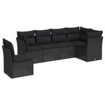 vidaXL Salon de jardin 6 Pièces avec coussins noir résine tressée