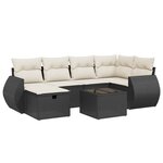 vidaXL Salon de jardin 7 Pièces avec coussins noir résine tressée